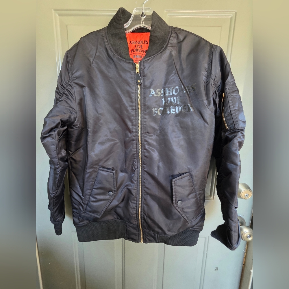 ALF Mens Quited Lining Black Bomber Jacket Size Small